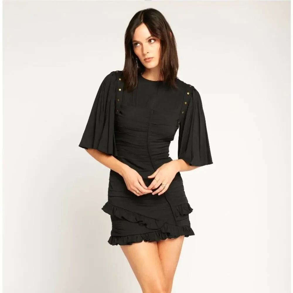 NEW NWT Women's Joie Black "Foster" Mini Dress Flowy Sleeves | Size 12 - Picture 1 of 11